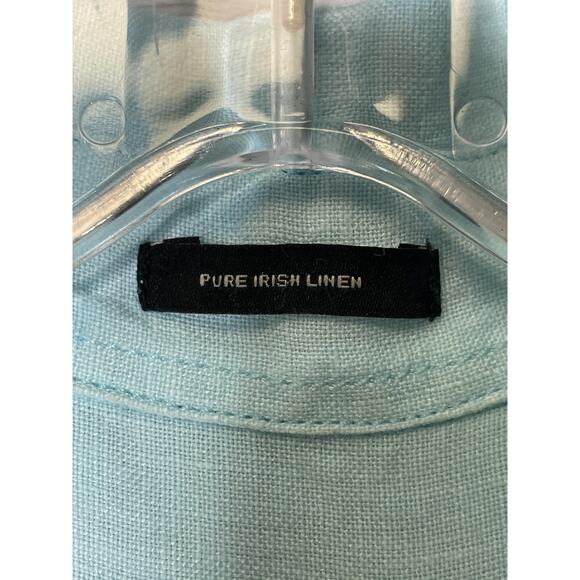 Talbots Shirt Womens 1X Petite Light Blue Irish Linen Pintuck Button Front Top - Picture 6 of 8